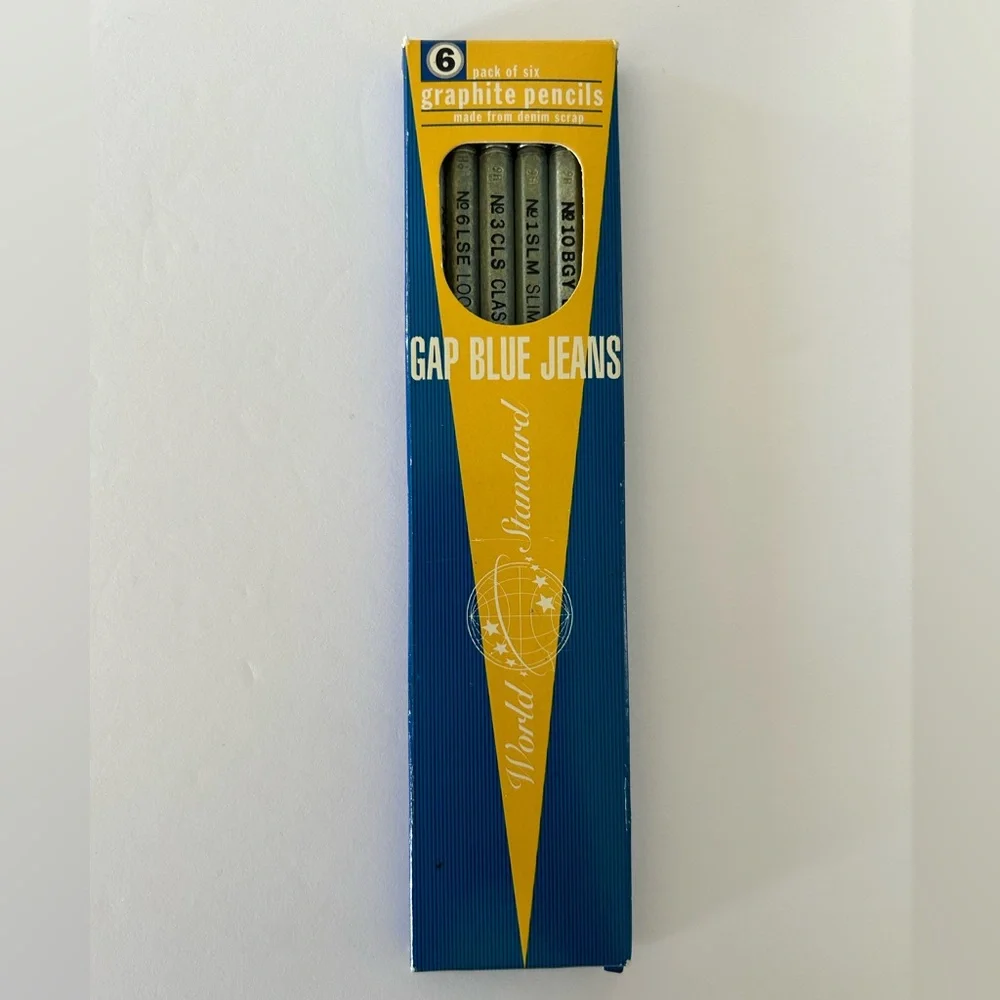 Vintage 90’s GAP Blue Jeans Denim Graphite 6 Pencil Set - Made from Denim Scrap